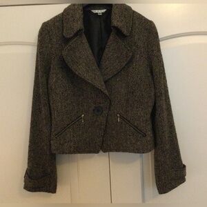 CAbi Tweed Biker Blazer Cropped Moto Jacket Size 12